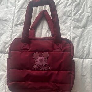 Disney Mickey Mouse Burgundy Quilted Tote